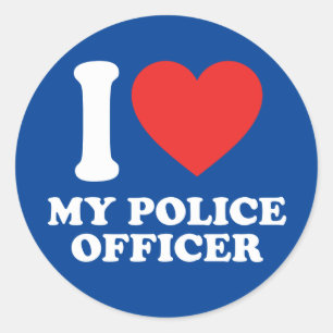 I Love My Police Officer Classic Round Sticker