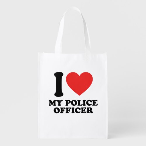 I Love My Police Officer Grocery Bag