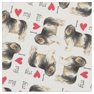 I Love my Polish Lowland Sheepdog Fabric