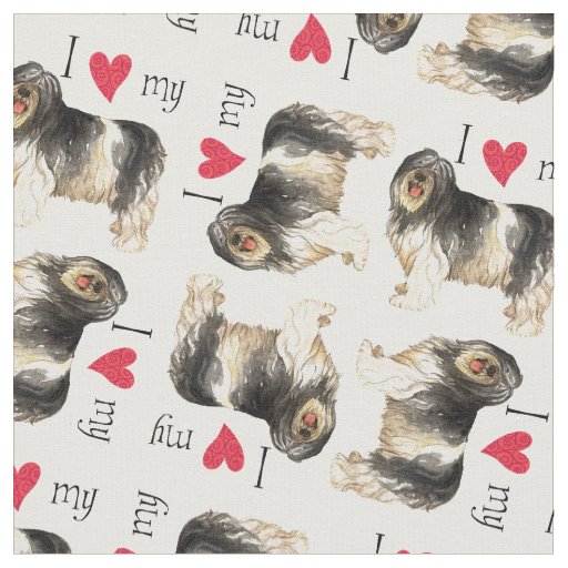 I Love my Polish Lowland Sheepdog Fabric