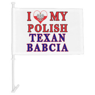 I Love My Polish Texan Babcia Car Flag