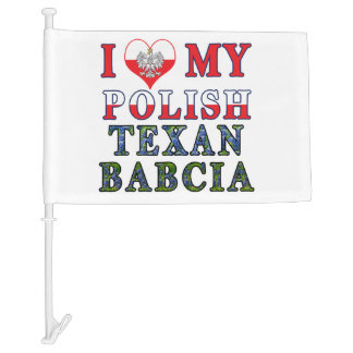 I Love My Polish Texan Babcia Car Flag