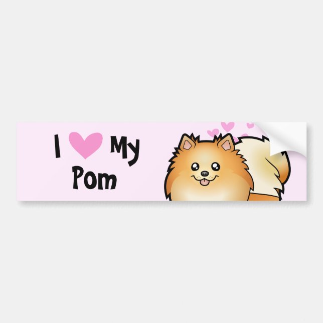 I Love My Pomeranian Bumper Sticker (Front)