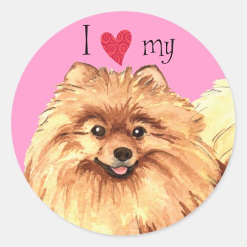 I Love my Pomeranian Classic Round Sticker