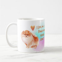I Love My Pomeranian Cute Custom Cartoon Dog Coffee Mug