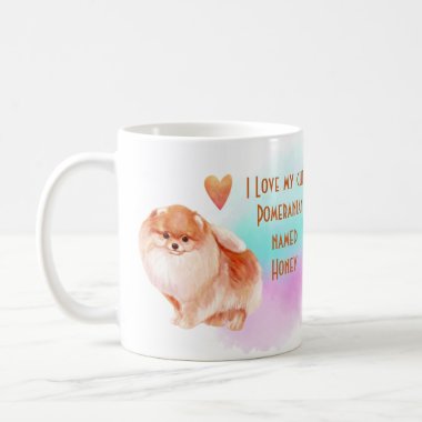 I Love My Pomeranian Cute Custom Cartoon Dog Coffee Mug