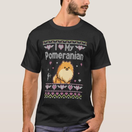 I Love My Pomeranian Dog Ugly Sweater Valentine Da