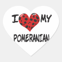 I Love My Pomeranian Heart Sticker