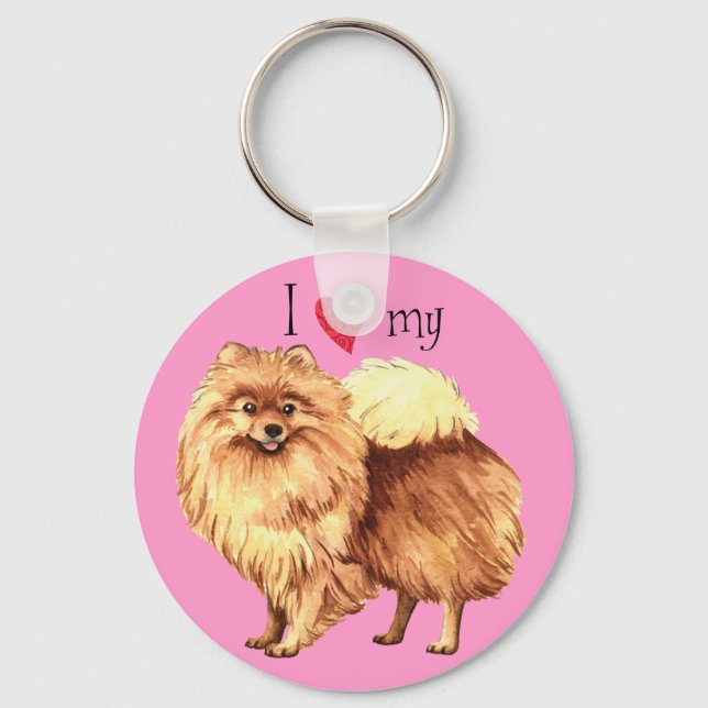 I Love my Pomeranian Keychain (Front)