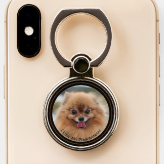 I Love My Pomeranian Photo - Personalized Phone Ring Stand