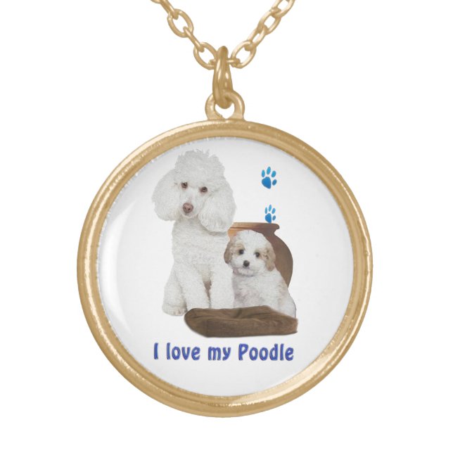I love my Poodle Gold Plated Necklace (Front)