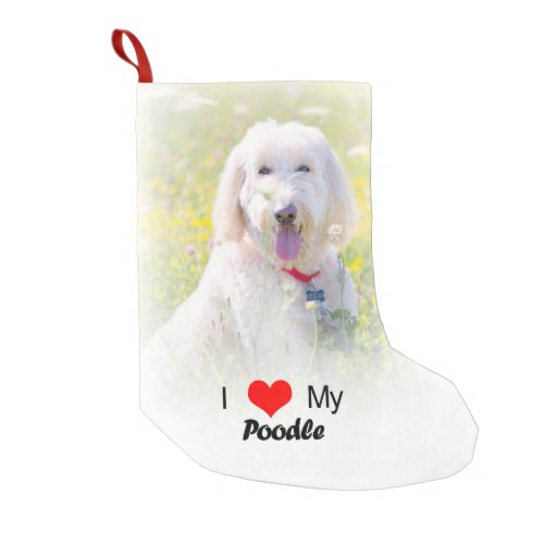 I Love My Poodle Heart Small Christmas Stocking