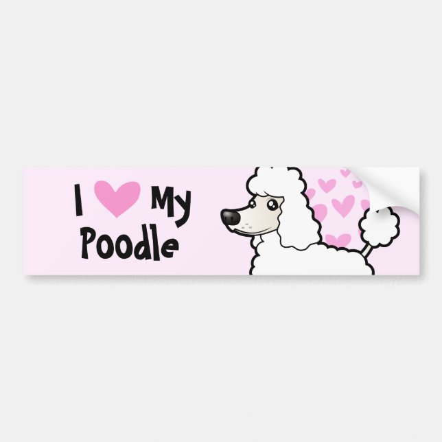 I Love My Poodle (puppy cut) Bumper Sticker (Front)
