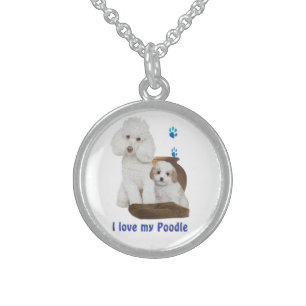 I love my poodle sterling silver necklace