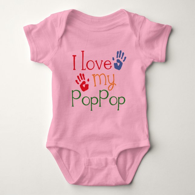 I Love My PopPop (Handprints) Baby Bodysuit (Front)