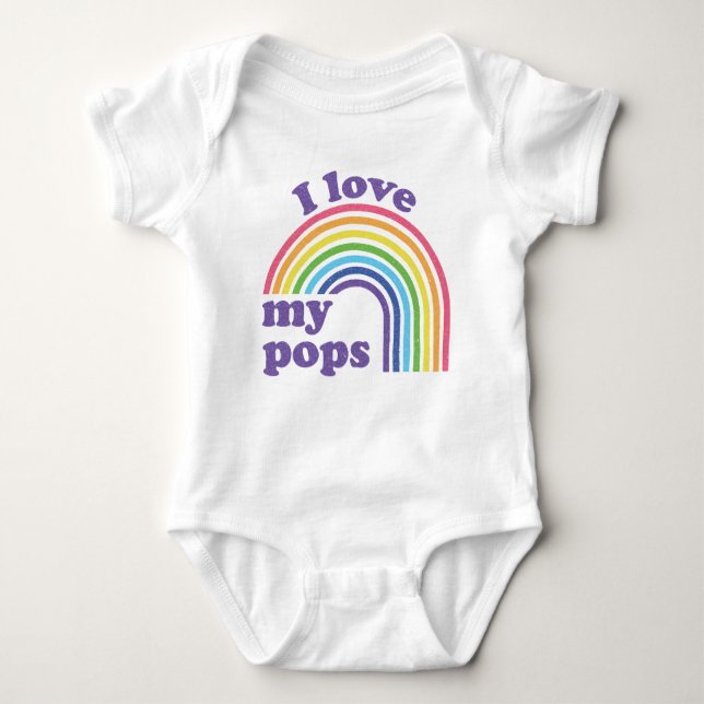 I Love My Pops - Cute Rainbow  Baby Bodysuit (Front)