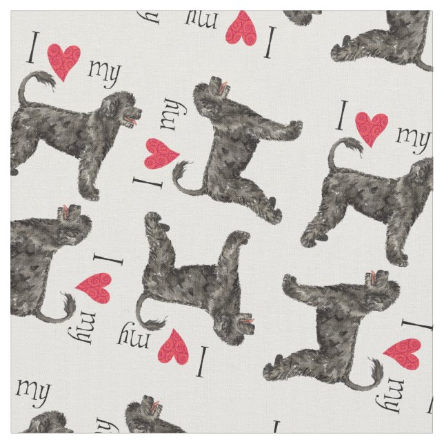 I Love my Portuguese Water Dog Fabric (Close Up)