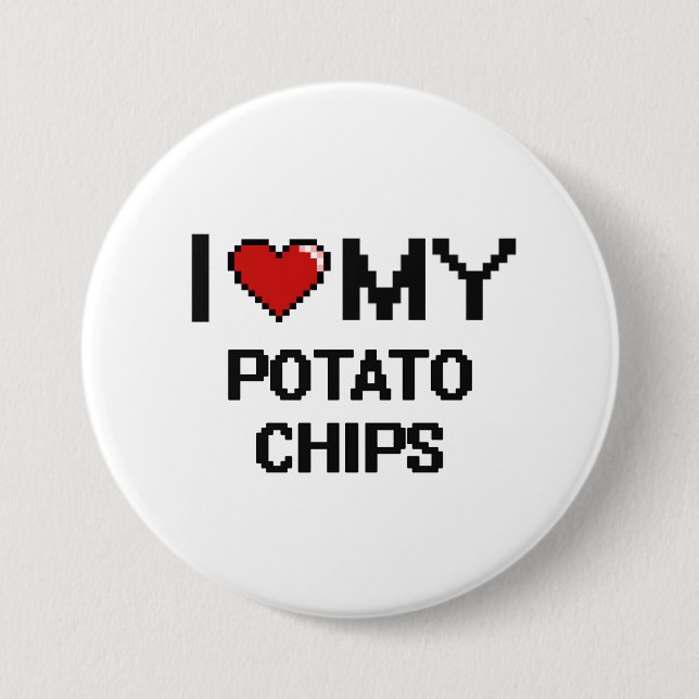 I Love My Potato Chips Digital design Pinback Button (Front)
