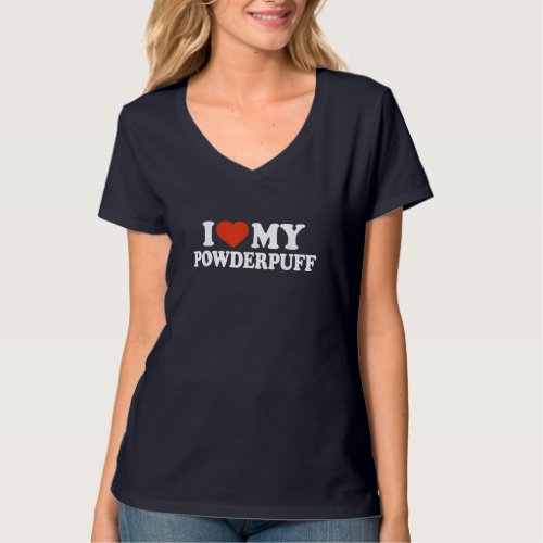 I Love My Powderpuff Chinese Crested Dog Lover T_Shirt