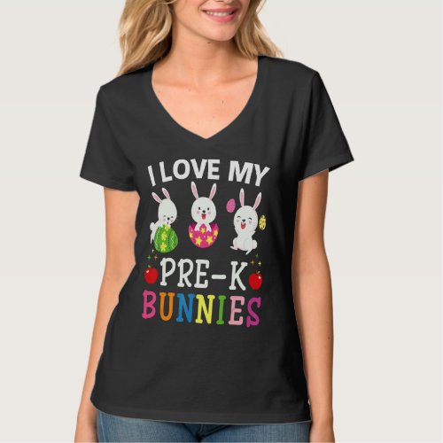 I Love My Pre K Bunnies Students Teacher Easter Da T_Shirt