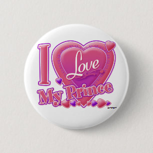 I Love My Prince pink/purple - heart Pinback Button