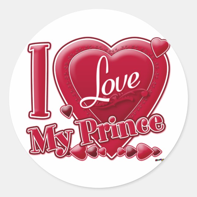 I Love My Prince red - heart Classic Round Sticker (Front)