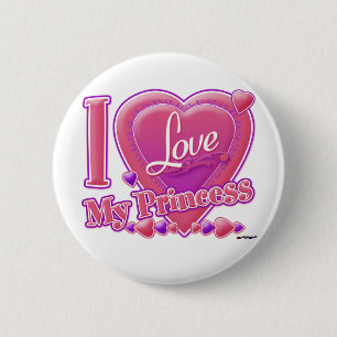 I Love My Princess pink/purple - heart Pinback Button