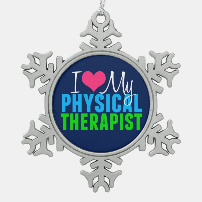 I Love My PT Snowflake Pewter Christmas Ornament (Front)