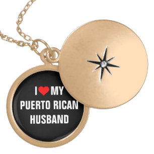 I Love My Puerto Rican Husband Gold Plated Necklace