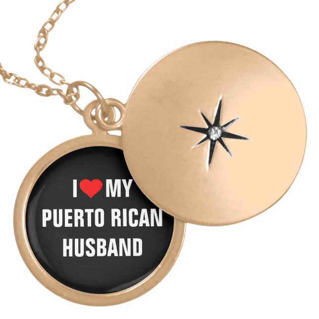 I Love My Puerto Rican Husband Gold Plated Necklace (Front)