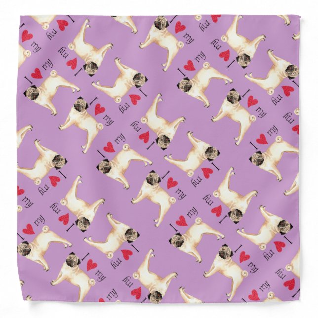 I Love my Pug Bandana (Front)