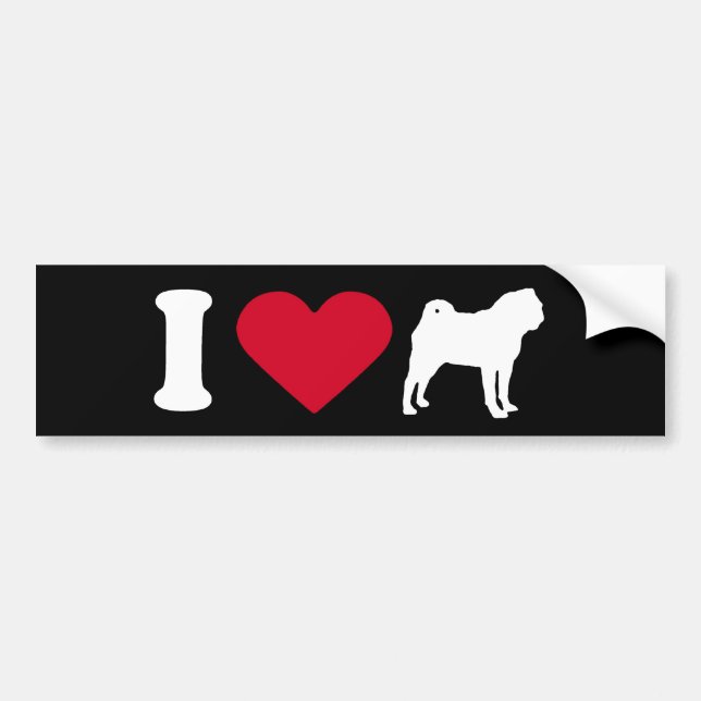 "I Love my Pug" Bumper Sticker (Front)
