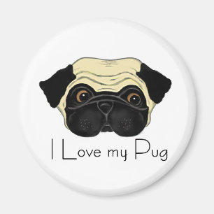 I Love My Pug Cute Pug and Love Quote Magnet