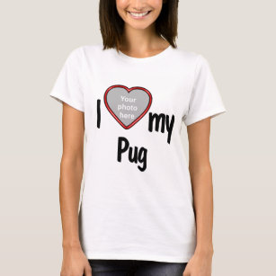 I Love My Pug - Cute Red Heart Photo Frame T-Shirt