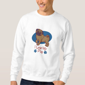 I Love My Pug Embroidered Sweatshirt - Red, Blue