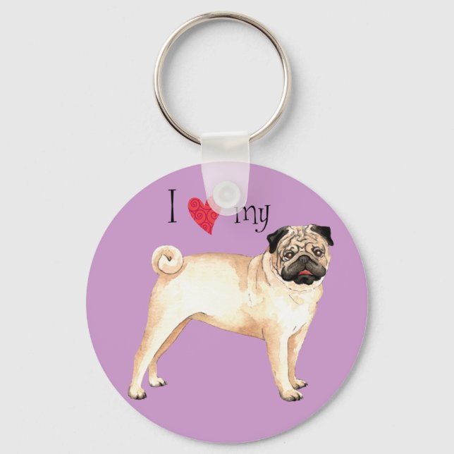 I Love my Pug Keychain (Front)