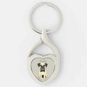 I Love My Pug Keychain
