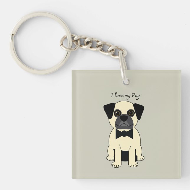 I Love My Pug Keychain (Front)
