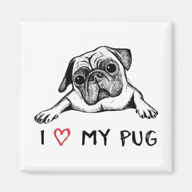 I Love my Pug Magnets (Front)
