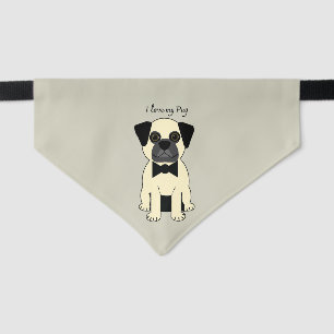 I Love My Pug Pet Bandana Collar