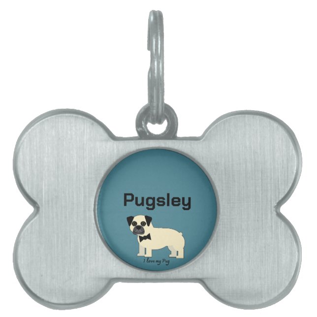I love my Pug Pet ID Tag (Front)