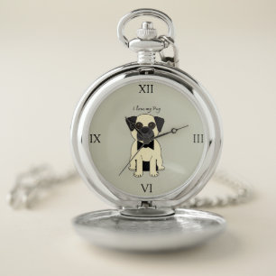I Love My Pug Pocket Watch