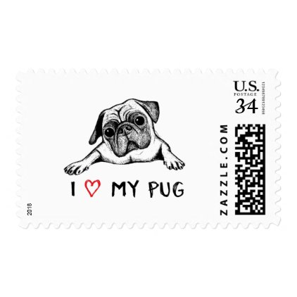 I Love My Pug Postage