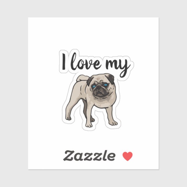 I Love My Pug Sticker (Sheet)