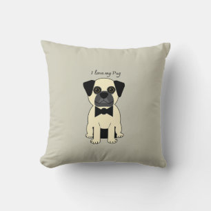 I Love My Pug Throw Pillow