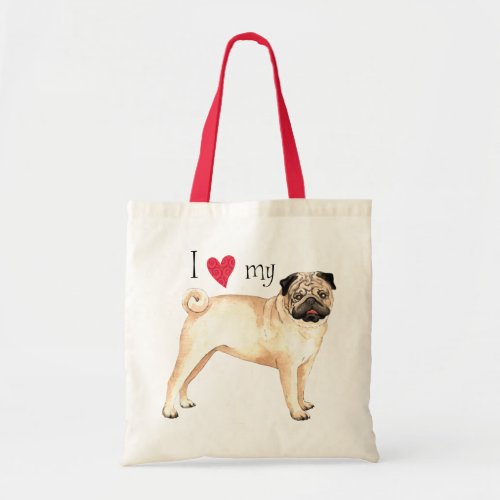 I Love my Pug Tote Bag