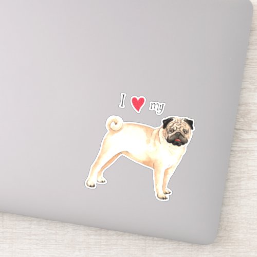 I Love my Pug Vinyl Sticker