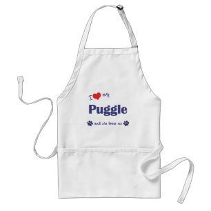 I Love My Puggle (Female Dog) Adult Apron