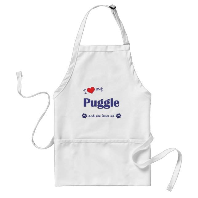 I Love My Puggle (Female Dog) Adult Apron (Front)