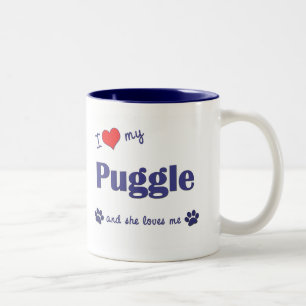 I Love My Puggle (Female Dog) Two-Tone Coffee Mug